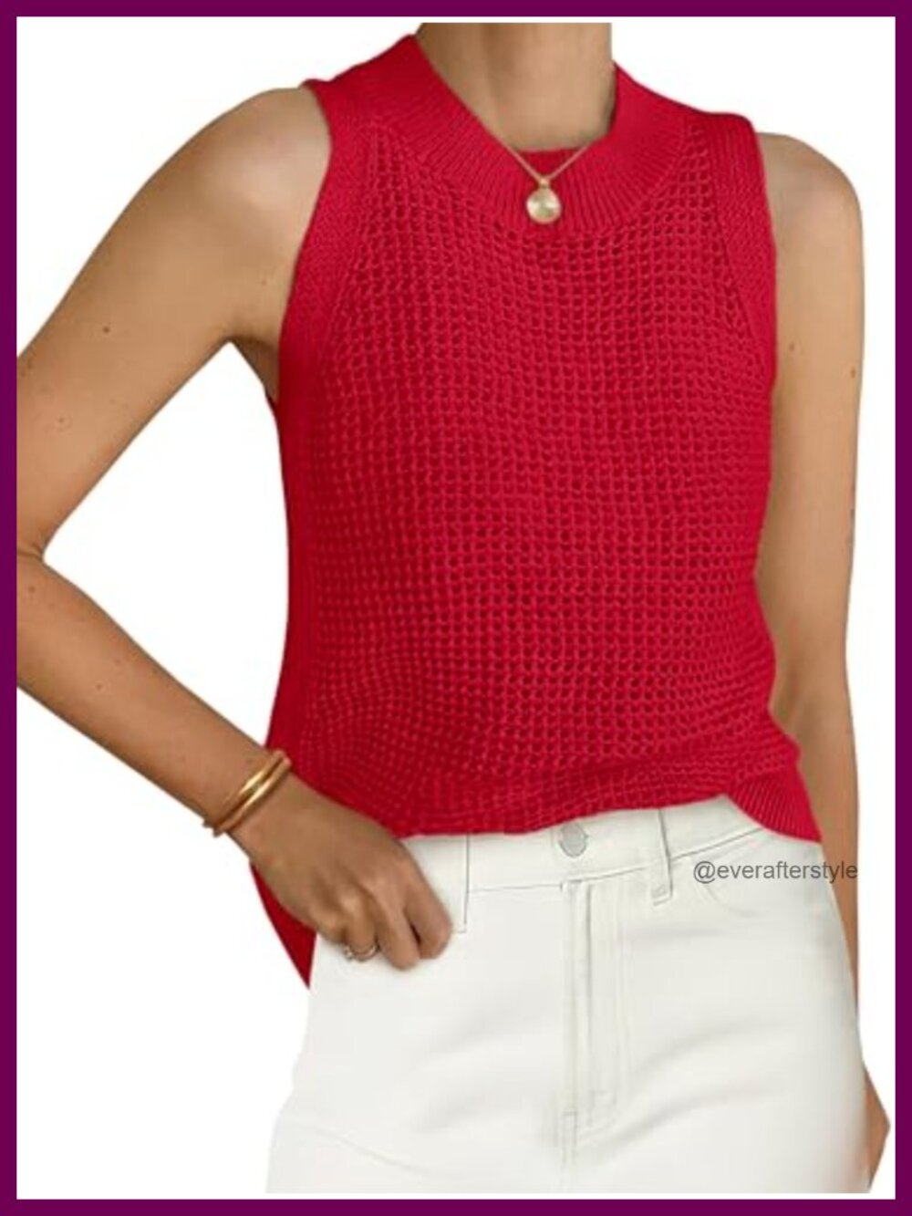 Womens Crochet Tank Top Sleeveless Eyelet Knit Summer Sweater